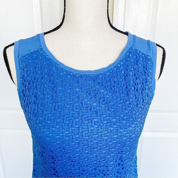 Loft XS Royal Blue Netted Layered Sleeveless Top - Picture 3 of 13
